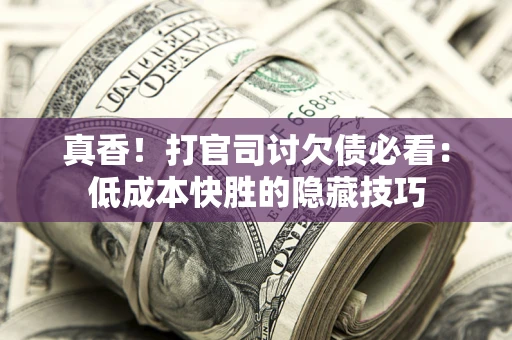 济南真香！打官司讨欠债必看：低成本快胜的隐藏技巧